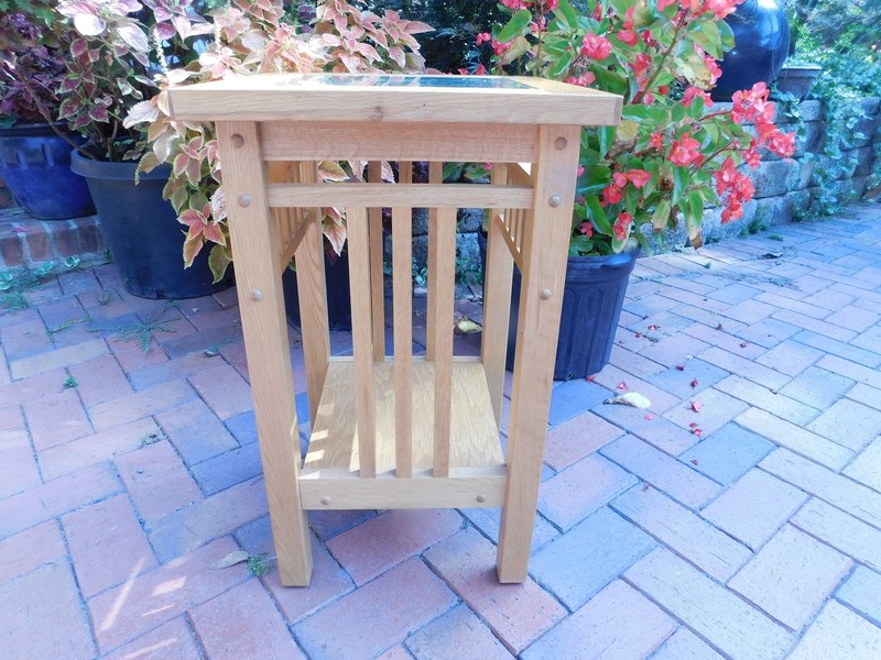Frank Lloyd Wright Style Quoizel Mission Oak Table 15" W x 15 " L x 24" gallery