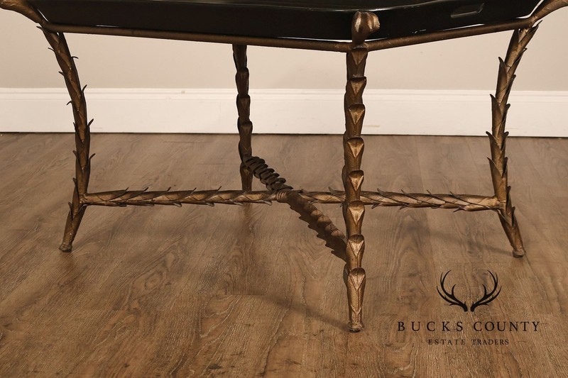Tole Painted Tray Top Coffee Table With Gilt Metal Base gallery