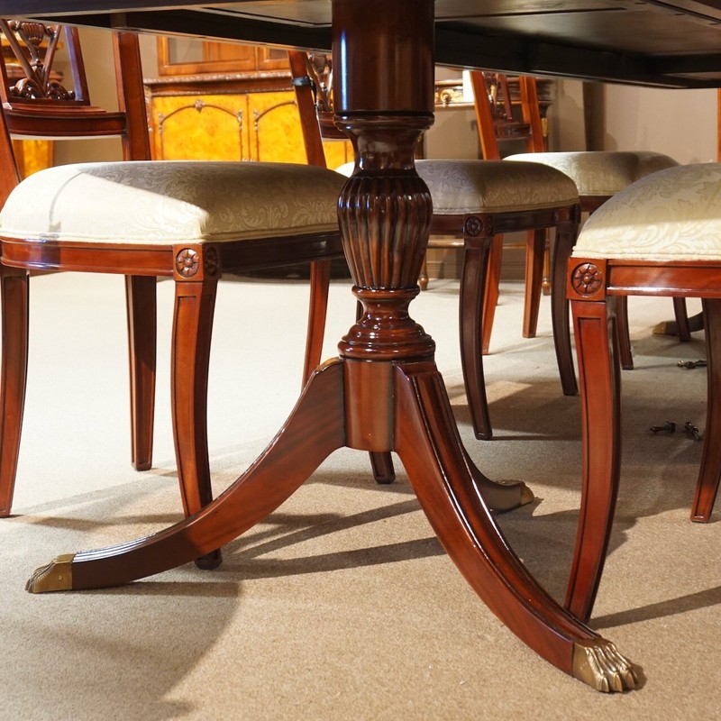 Beautiful 10' Duncan Phyfe traditional mahogany 2 pedestal formal dining table gallery