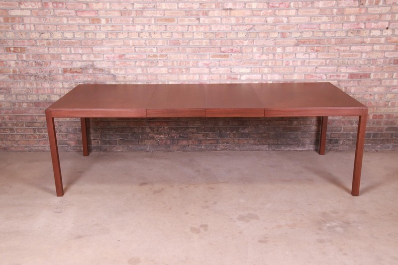 John Stuart Mid-Century Modern Walnut Extension Dining Table, Newly Refinished