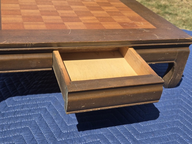 Vintage Asian Chinese Custom Chess Table with drawer 22 X 22 X 7" gallery