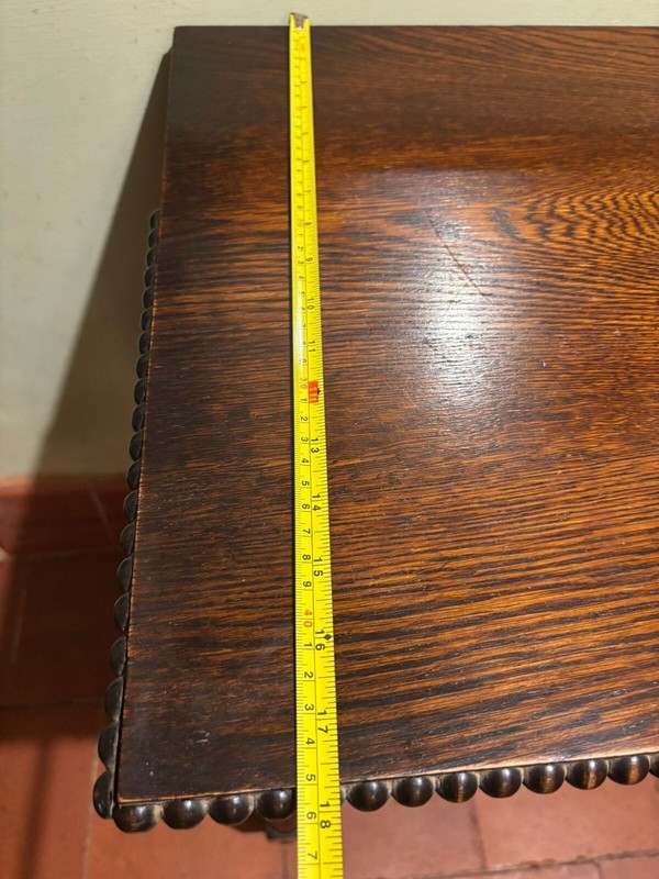 Antique Oak Side Table with Barley Twist Legs & Rare Lower Shelf gallery