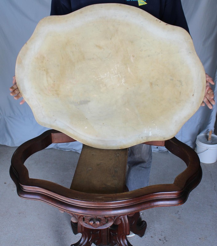 Antique Victorian Walnut Marble top Table - original finish gallery