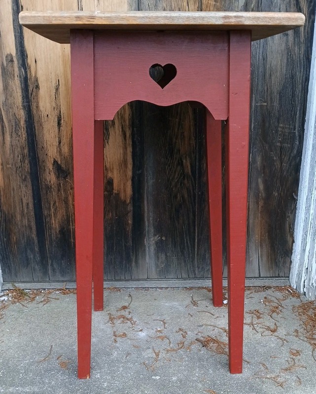David T. Smith "style" Painted HEART ❤️ WOODEN Side Table VTG RARE 17X17X27.75" gallery