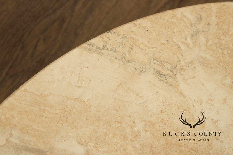 Stone International Round Travertine Top 'Flute' Coffee Table gallery