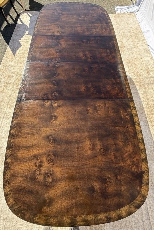 Mastercraft Walnut Dining Table With Brass legs And 2 X 20 Inch Leafs. gallery