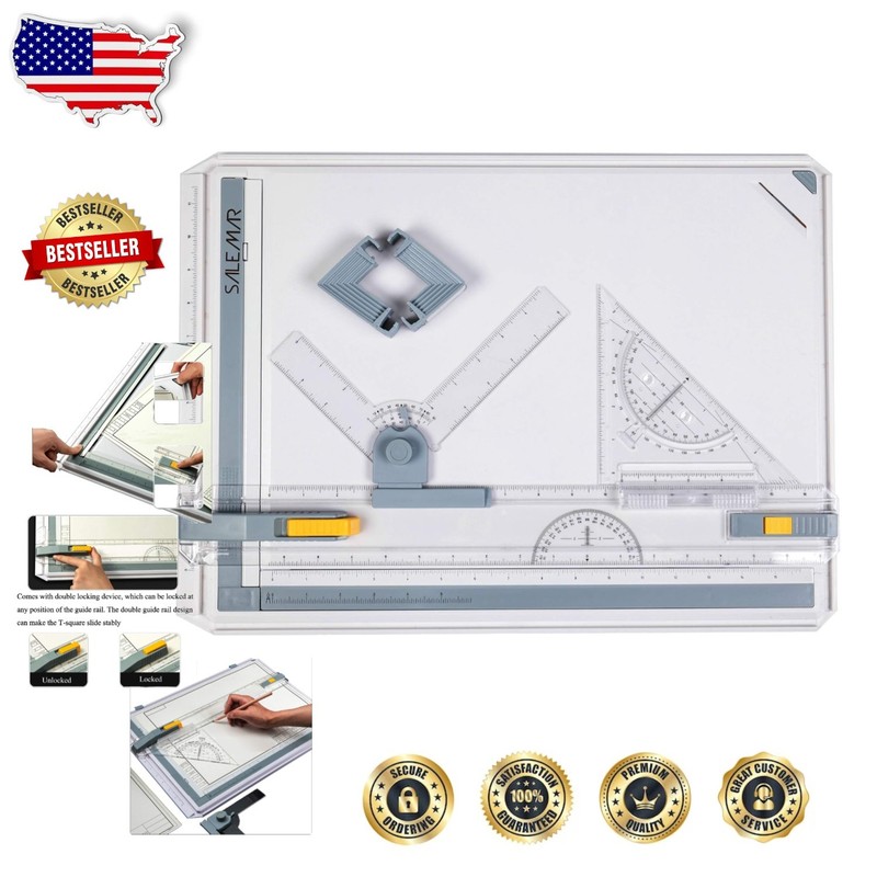 Durable A3 Drawing Board Workstation - Inch Scale Sketch Tool, Portable Design