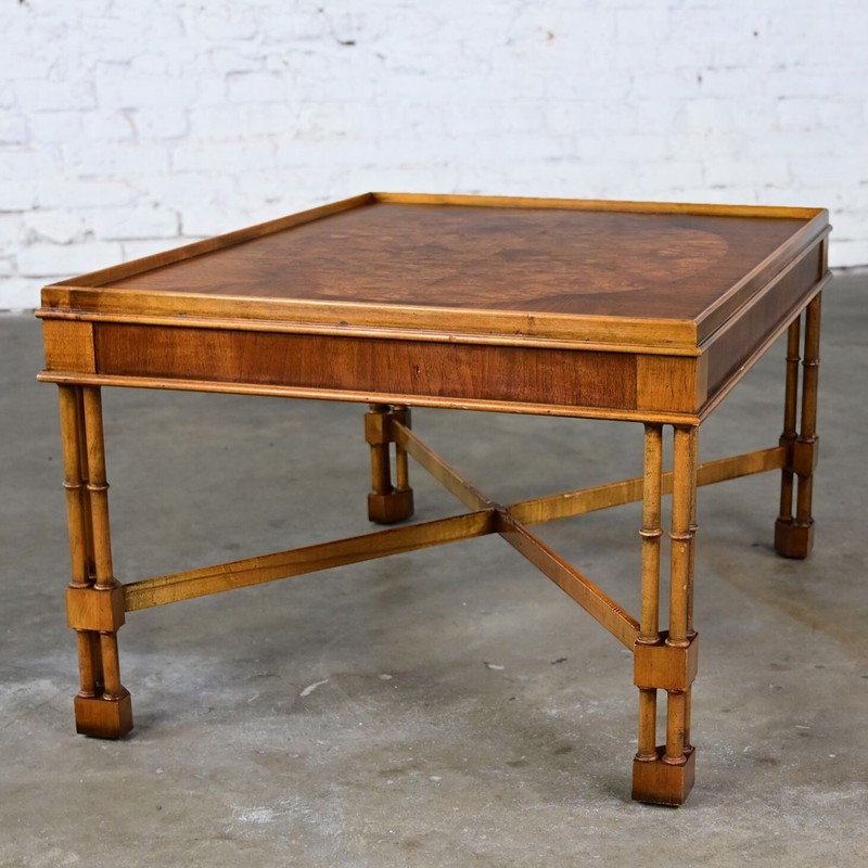 Mid-Late 20th Century Baker Furniture Campaign Style End Table Faux Bamboo Legs gallery