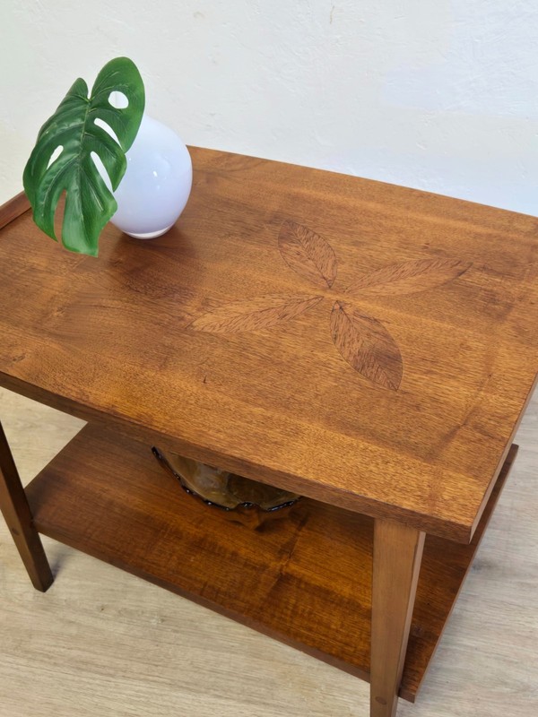 Lane MCM Surfboard End Tables- Flower Inlay Rosewood Walnut PAIR or Choose-1960 gallery