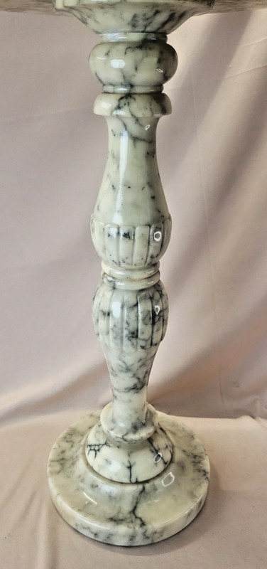 Made in Italy Marble Alabaster Top, Column and Pedestal Table Plant Stand gallery