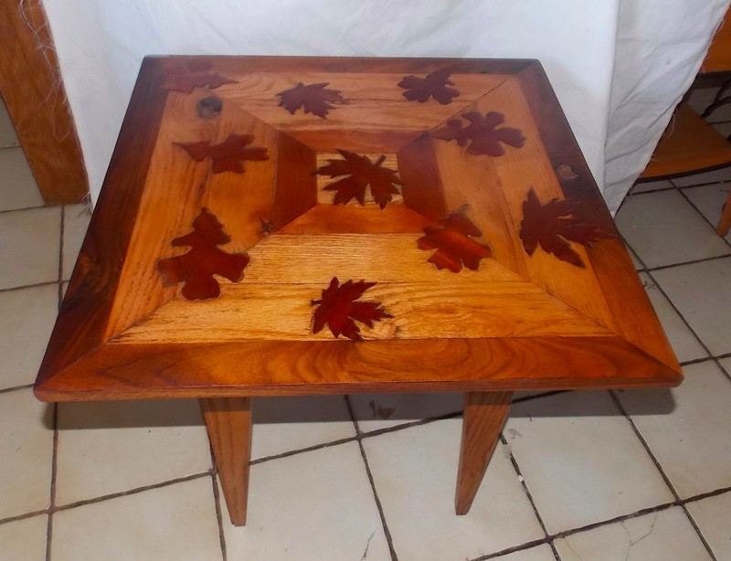 Walnut Oak Mahogany Cherry Inlaid Handmade One of a Kind Table (T591)
