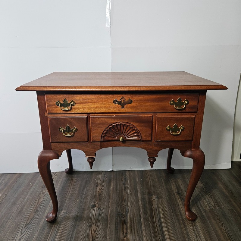 Bartley's Connecticut Lowboy Queen Anne Style Accent Side Table with 3 Drawers.