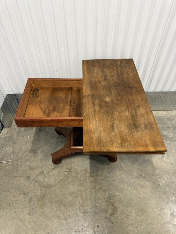 Vintage Mid Century Table With Swivel Top And Storage On Wheels gallery
