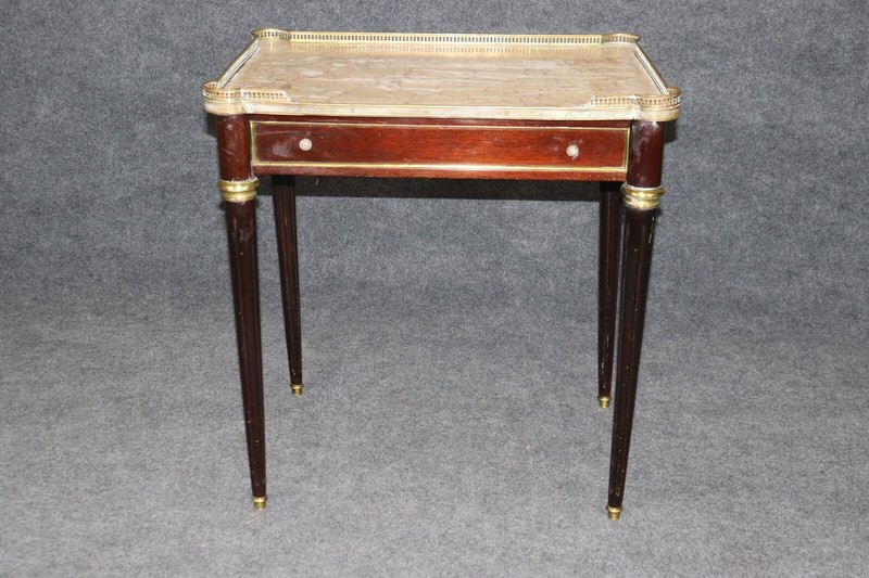 Fine Quality French Directoire Breche Marble Top Brass Gallery End Table gallery