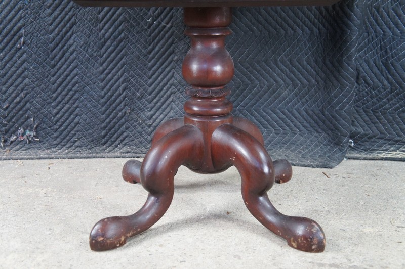 Antique American Empire Mahogany Drop Leaf Parlor Work Table Sewing Stand Chest gallery