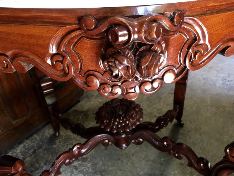 19th c. MAHOGANY CARVED MARBLE TOP TABLE gallery