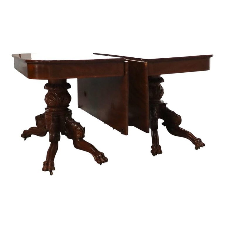 Classical Quervelle Inspired Drop-Leaf & Claw Foot Mahogany Banquet Table c1840 gallery