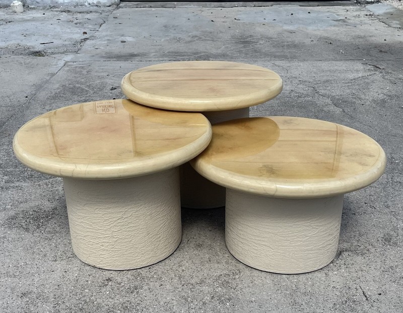 Karl Springer Style Goatskin Mushroom Nesting Tables gallery