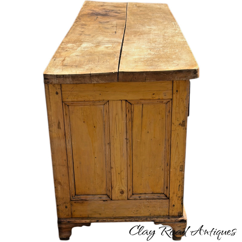 Antique Georgian Butcher block kitchen table work 7 drawers 1800s farm house 6FT gallery