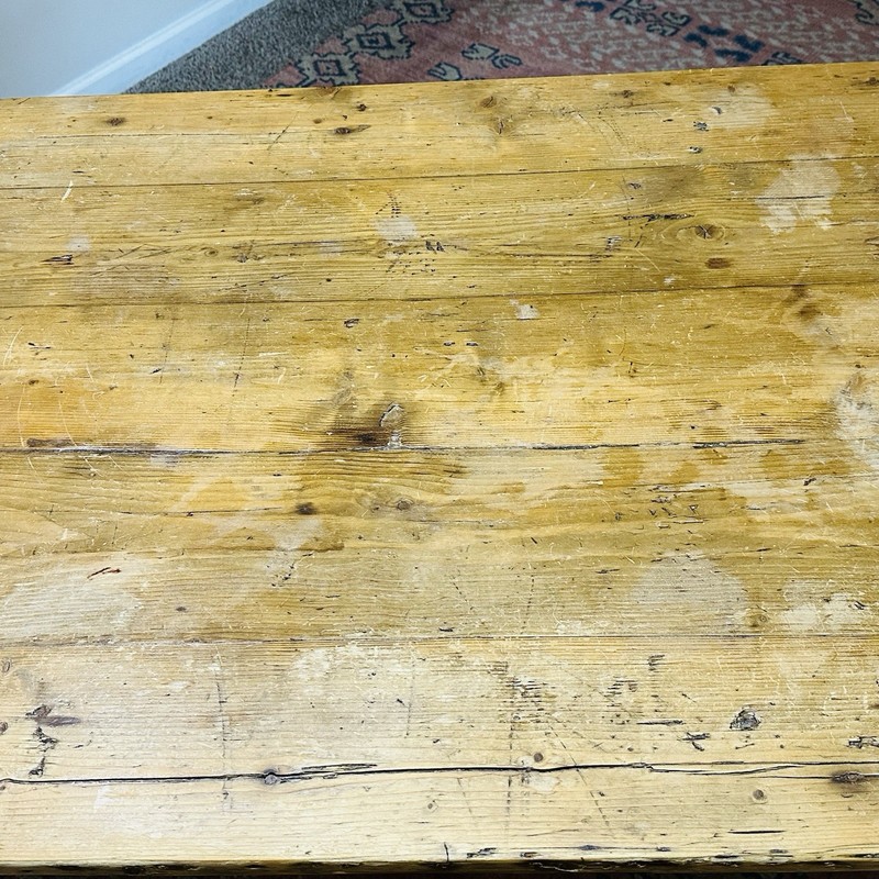 Antique Pine Dining Table Distressed Finish. Seats 6 People. ( Local pick up ) gallery