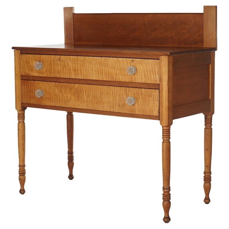Antique Sheraton Cherry Server with Tiger Maple Drawers C1830