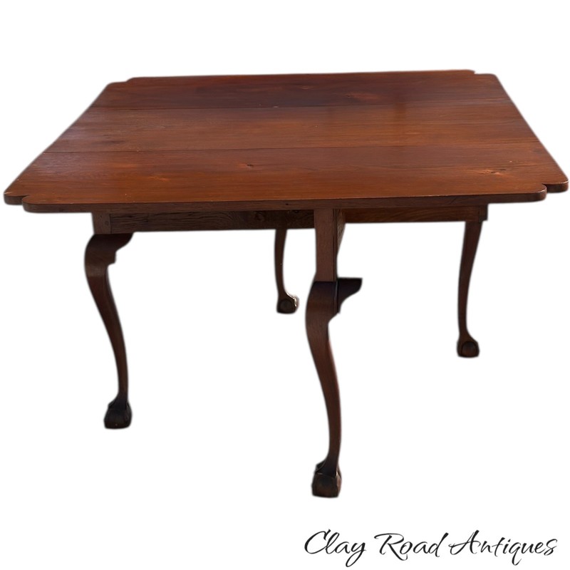 Antique Walnut Chippendale dining table 18th style ball & claw gate leg gallery