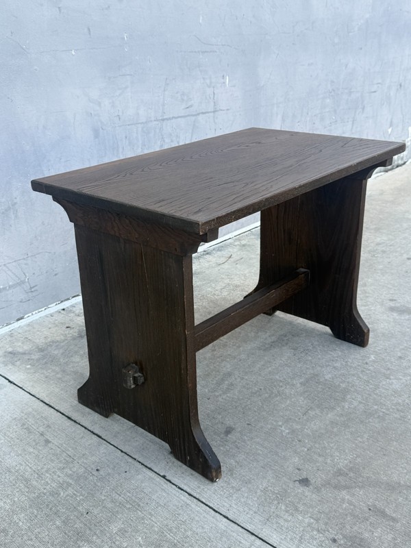 EARLY L & JG STICKLEY ATTRIBUTED ARTS AND CRAFTS CHESTNUT TRESTLE TABLE gallery