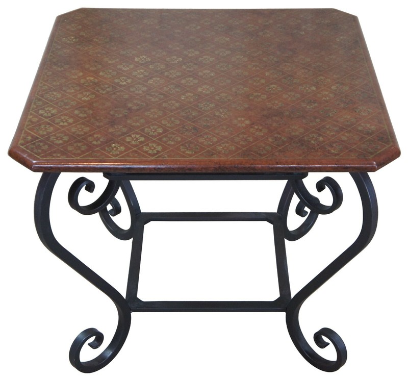 Brunschwig & Fils Vintage French Regency Scrolled Iron & Wood Side Accent Table gallery