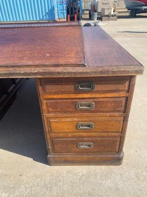 Antique Oak Arts and Crafts Double Sided Drafting Table Desk gallery