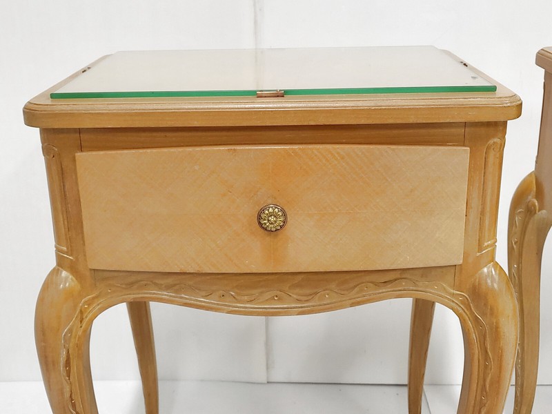 Vintage Nightstand Pair 1940 By Rene Prou In Varnished Beech 40S 1940S gallery