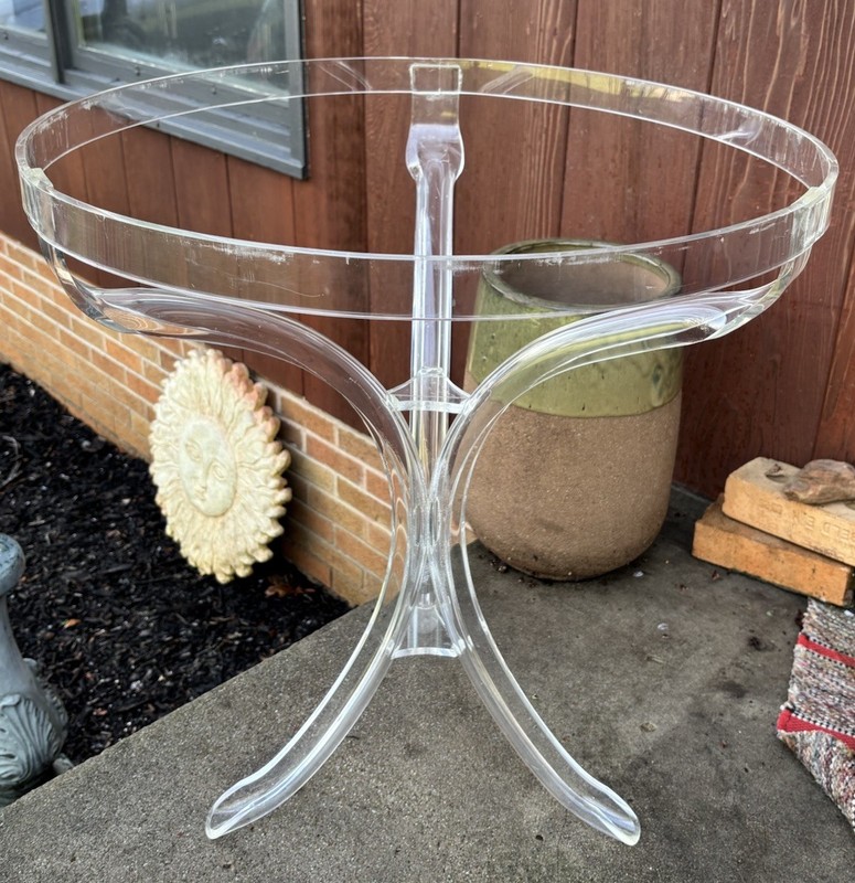 Vintage Mid Century Acrylic Lucite Table Base Stand Round 24"D 25.75"H gallery