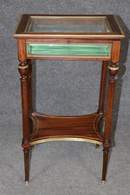Petite Antique French Louis XVI style Bronze Mounted Table Vitrine gallery