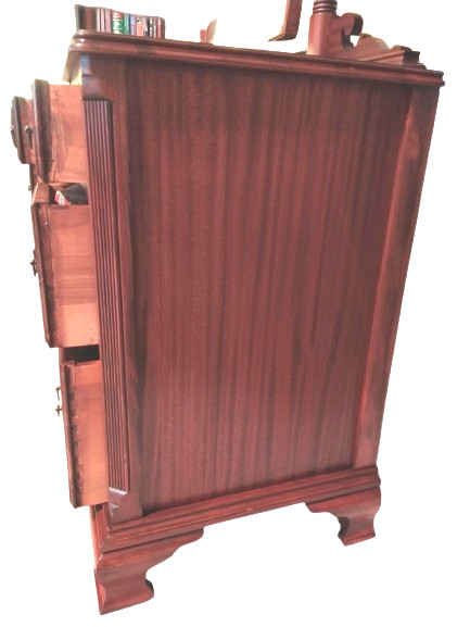 Antique Chippendale Georgian Style Mahogany Kneehole Vanity Desk Mirror & Bench gallery