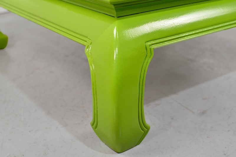 Mid Century Chinoiserie Coffee Table in Green Gold Medallions - Newly Painted gallery