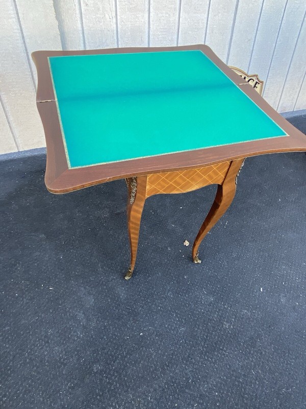 66255 CUSTOM MADE French Country Louis XV Flip Top Game Table Bronze ormalu gallery