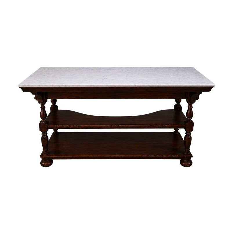 20th Century English Walnut Base and Marble Top Bar