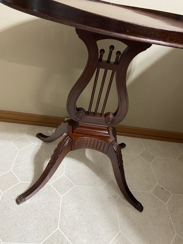 Vintage / Mid-Century MERSMAN Lyre Harp Base Oval Side Table gallery