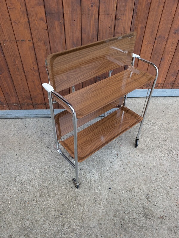 Dinett Side Table Tea Cart Dining Table Walnut Bar Chrome 70s 22 gallery
