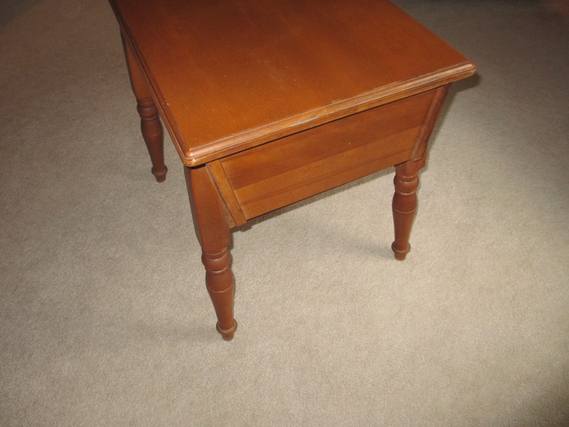 VINTAGE ROCK MAPLE END TABLE with DRAWER ~ Rockport Rock Maple Circa 1960's gallery