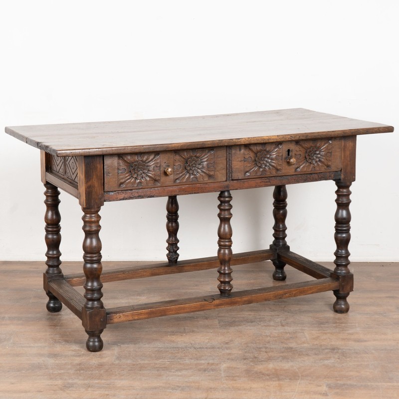 Early 19th Century Carved Chestnut Console Table with Two Drawers