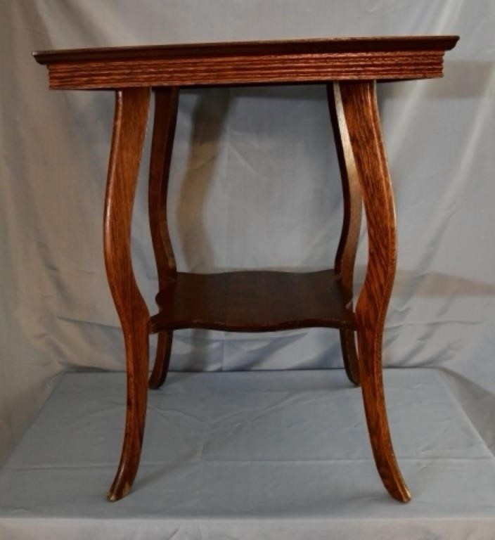 Antique Oak Two Tiered Side Table