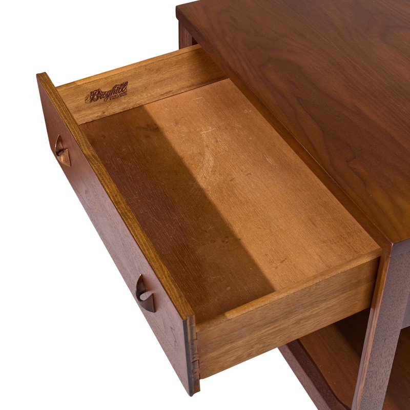 Broyhill Brasilia Mid Century Walnut and Brass Side End Tables - Pair gallery