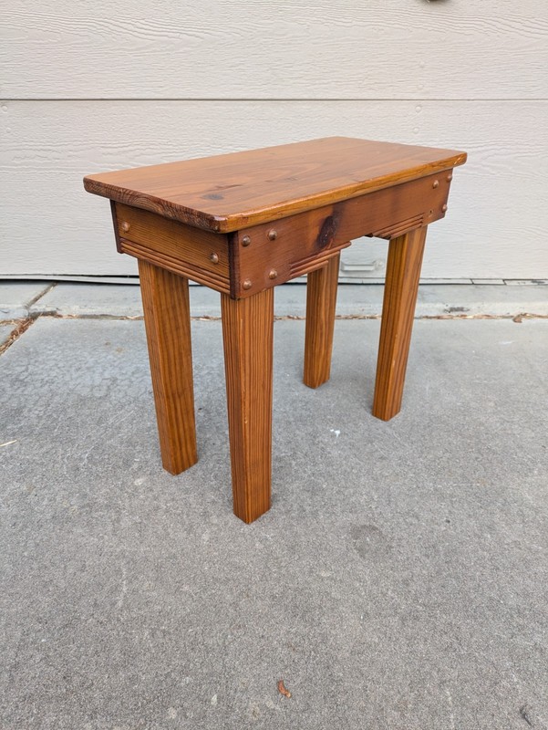Vintage Rustic Country Farmhouse Primitive Small Wood Side Table D23 gallery