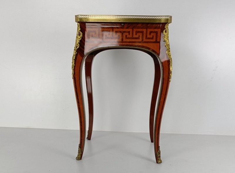 Italian Table Inlay Brass trims Vintage Louis XV style Wood Stunning marquetry e gallery