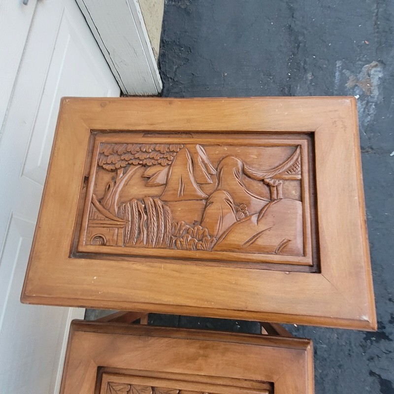 Vintage Carved Art Nesting Tables Set of 4 LOCAL PICKUP ONLY gallery