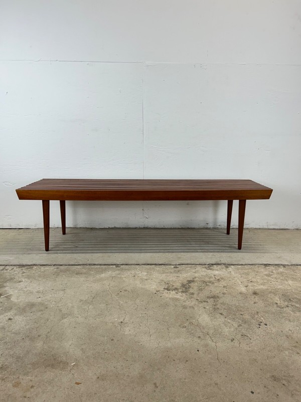 Mid Century Modern Walnut Slat Bench Coffee Table gallery