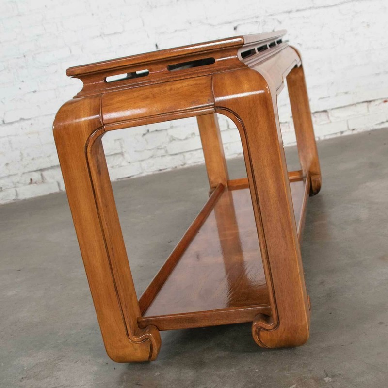 Chinoiserie Chow Leg Ming Style Sofa Console Table Attributed to Schnadig Furn. gallery