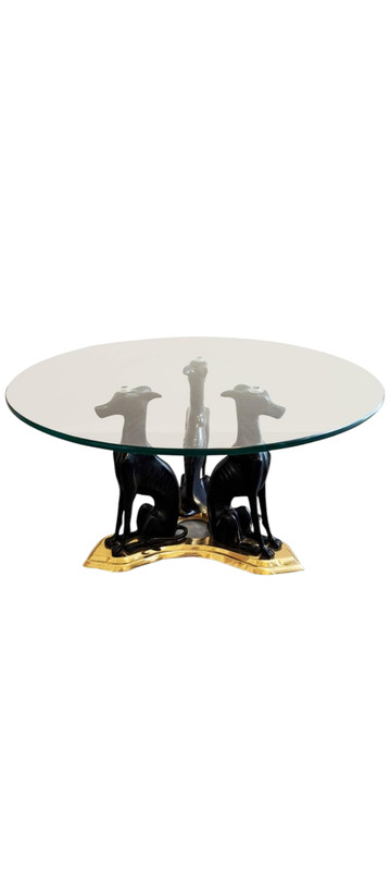 Bronze Greyhound Whippet Dog Cocktail Table by Maitland-Smith "Attributed" gallery