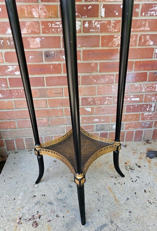 Vintage Theodore Alexander Regency Style Gilt Plant Fern Stand Leather Top #2 gallery