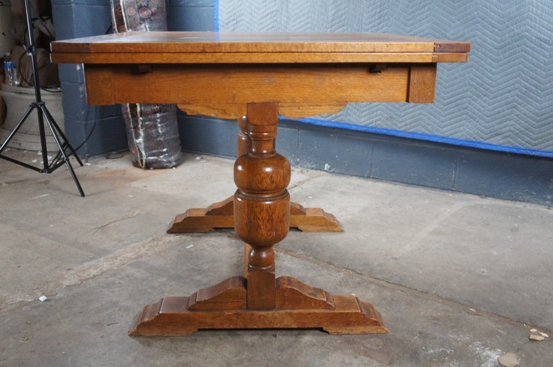 Antique Jacob Summer & Sons Elizabethan Jacobean English Oak Draw Leaf Table gallery